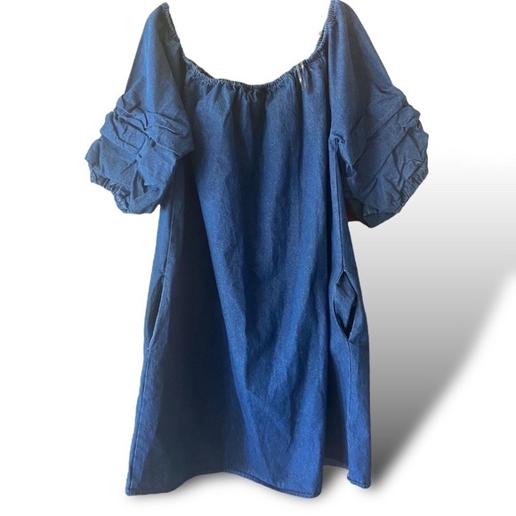 LOVE by Christley Denim Country Western Ruffle Sleeve Dress Pull-On Size 2X - Picture 8 of 11